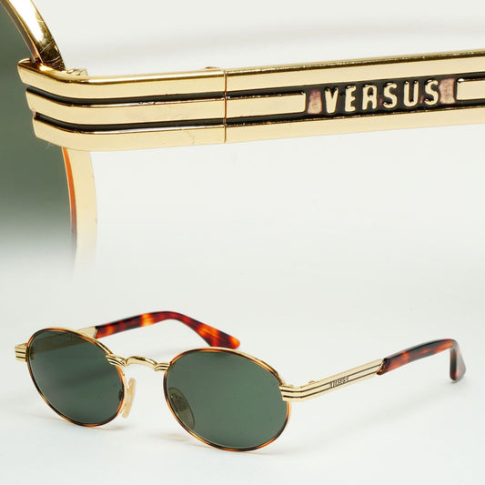 Versus Sunglasses 1996 by Gianni Versace Vintage Gold Oval MOD F07 COL 36M