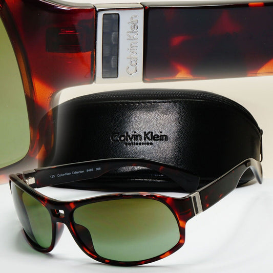 Calvin Klein Sunglasses 2005 Vintage Brown Tortoise Green Wrap 849S 068 121124