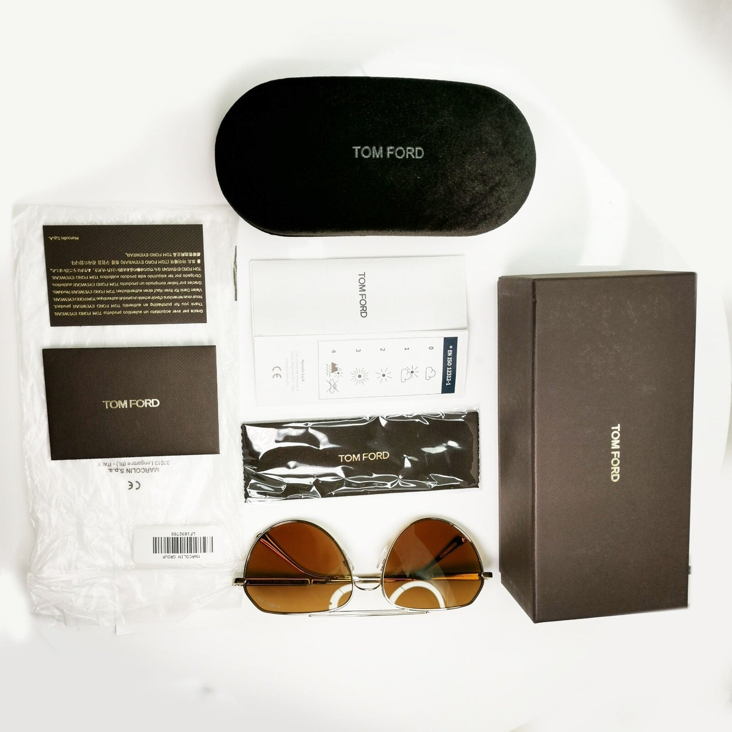 Tom Ford Gold Pilot Sunglasses Metal Mens Brown Andes TF 670 28E FT0670 A