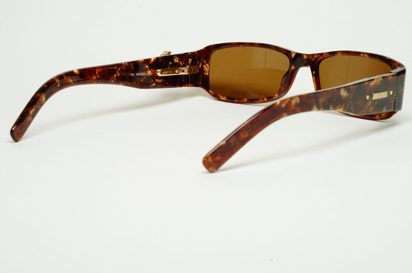 Gucci Sunglasses 2004 Vintage Gold Bee Brown Havana Rectangle GG 2904 EGQ 52mm A