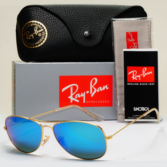 Ray-Ban Sunglasses Cockpit Gold Blue Mirror Pilot Metal RB 3362 112/17 59mm