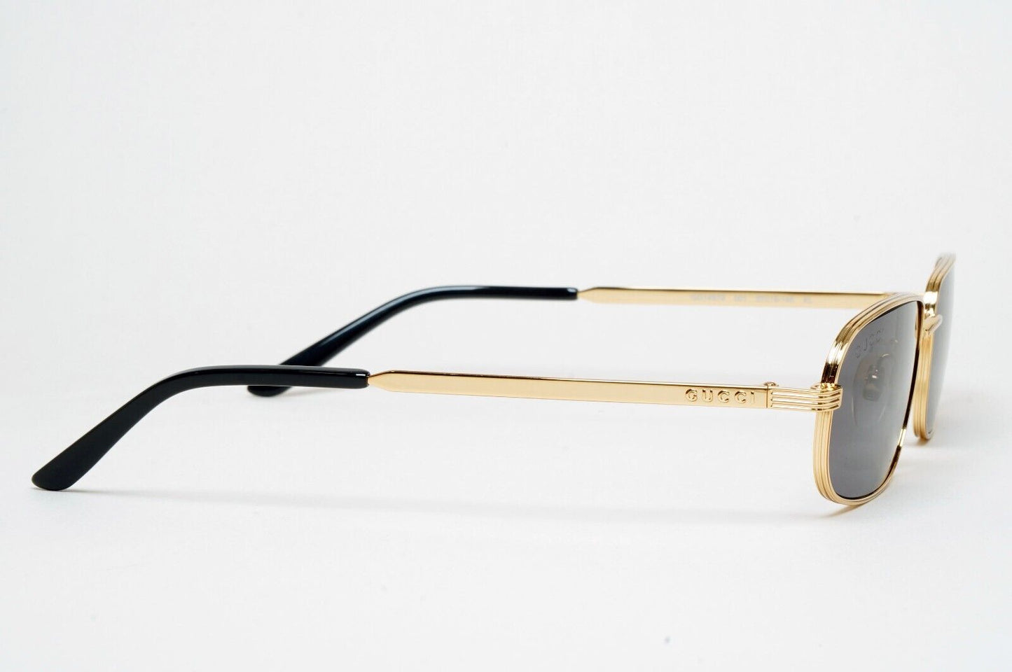 Gucci Sunglasses 2023 Gold Black Rectangle Metal Slim GG1457S 001 57mm 170125