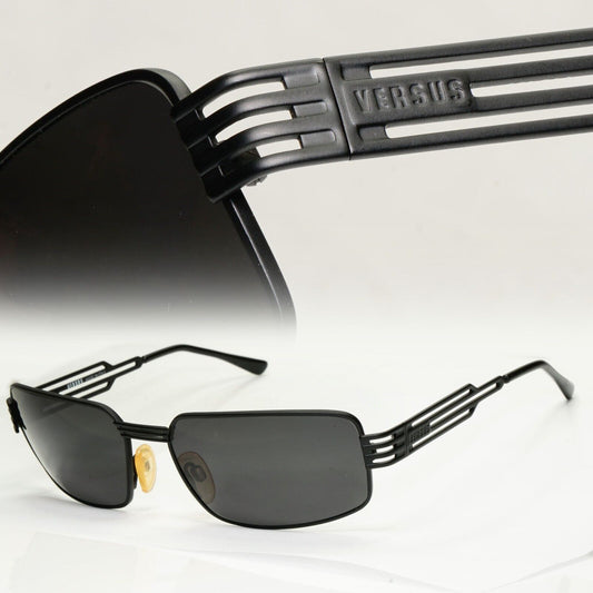 Versus 1996 by Gianni Versace Vintage Matte Black Sunglasses MOD F37 COL 028