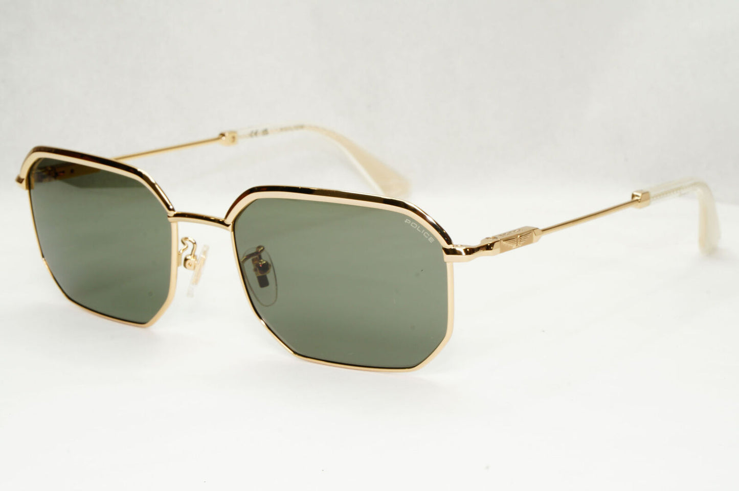 Police Sunglasses Pilot Hexagon Dull Green Gold SPL F73 Horizon 2 COL 0300