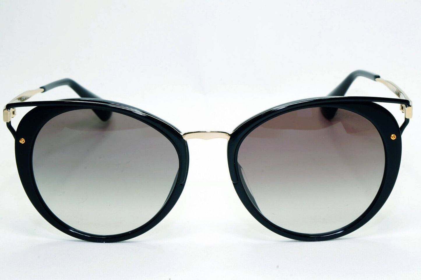 Prada Sunglasses Black Gold Grey Gradient Round PR66TS SPR 66T 1AB-0A7 210924