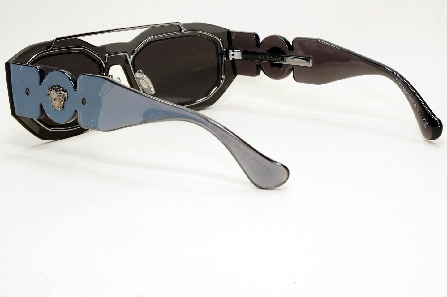 Versace Sunglasses Grey Transparent Mirror Gunmetal Medusa MOD VE 2235 1001/6G