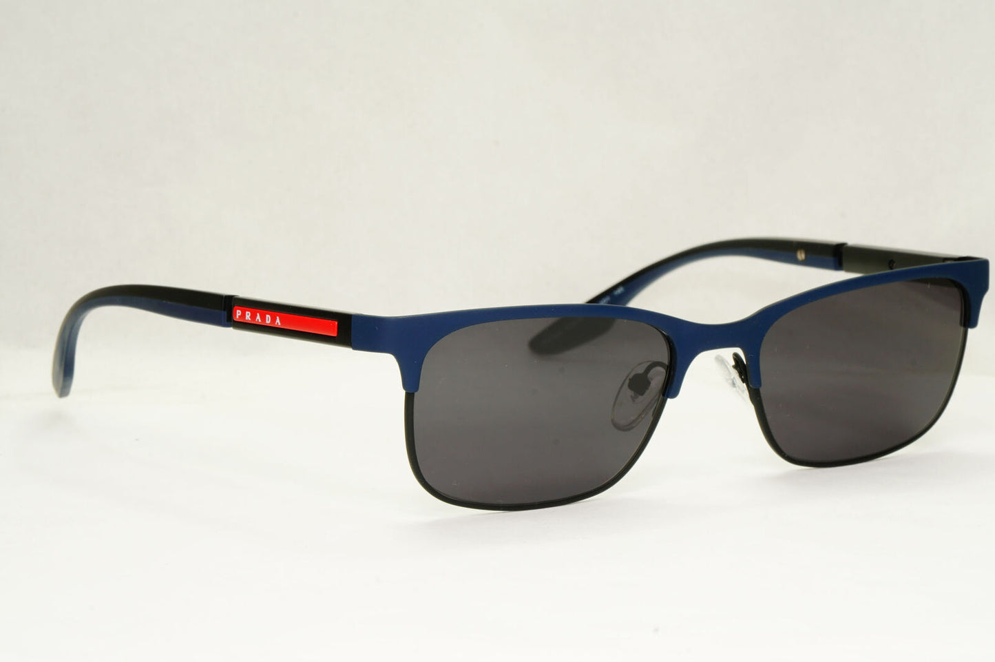 Prada Sunglasses Black Dark Blue Rubber Rectangle PS52NV VPS 52N 07P-1O1 53mm