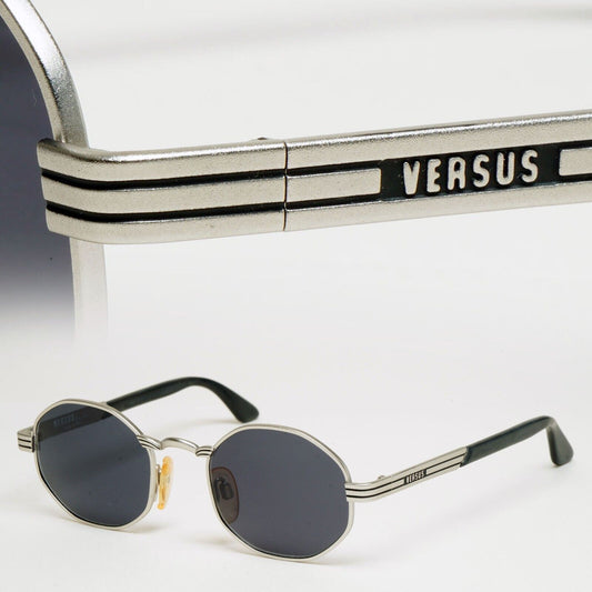 Versus Sunglasses 1996 by Gianni Versace Vintage Silver Hexagon MOD F09 COL 40M