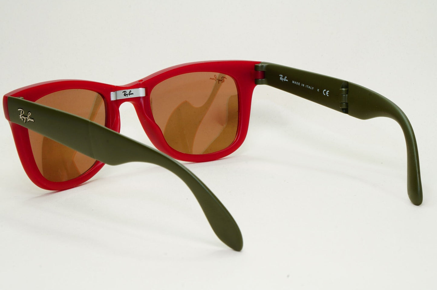 Ray-Ban Sunglasses Folding Wayfarer Red Green Gold Mirror RB 4105 6050/Z2 50mm