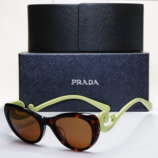 Prada Sunglasses Baroque Swirl Brown Green Cat Eye PR06QV-F VPR 06Q-F 2AU-1O1