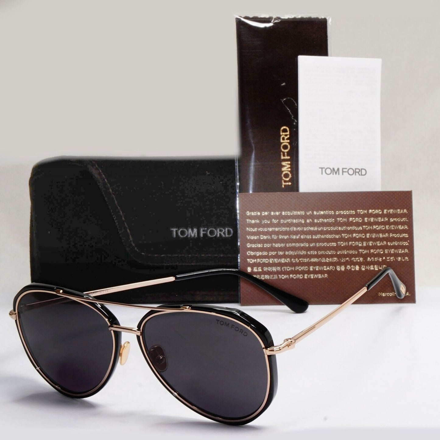 Tom Ford Sunglasses Vittorio Black Gold Pilot Large FT0749 TF 749 01A 60mm