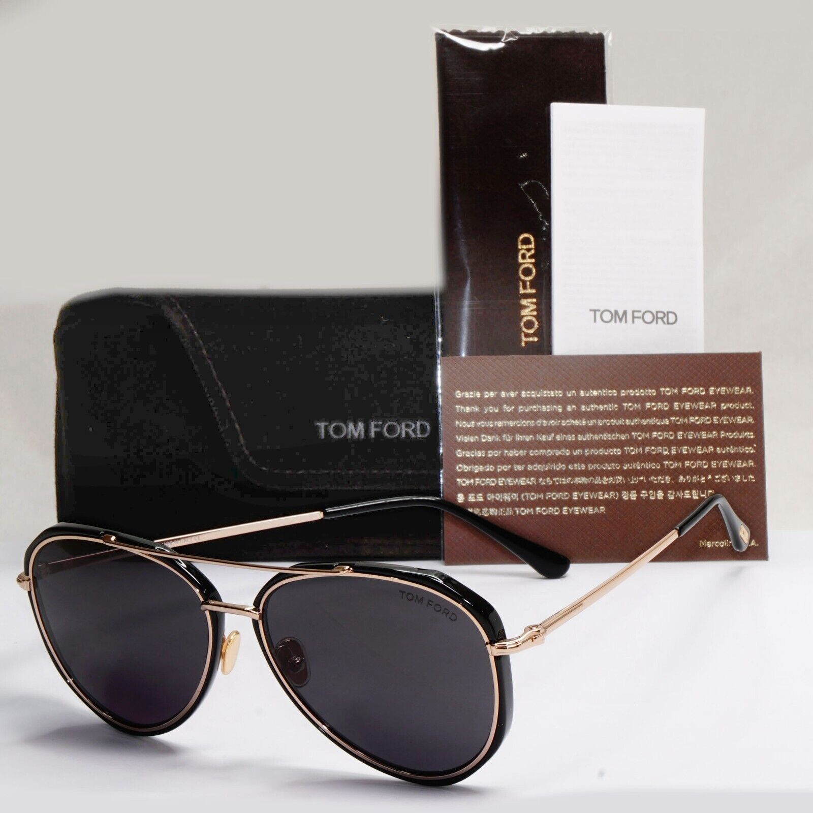 Tom Ford Sunglasses Vittorio Black Gold Pilot Large FT0749 TF 749 01A 60mm