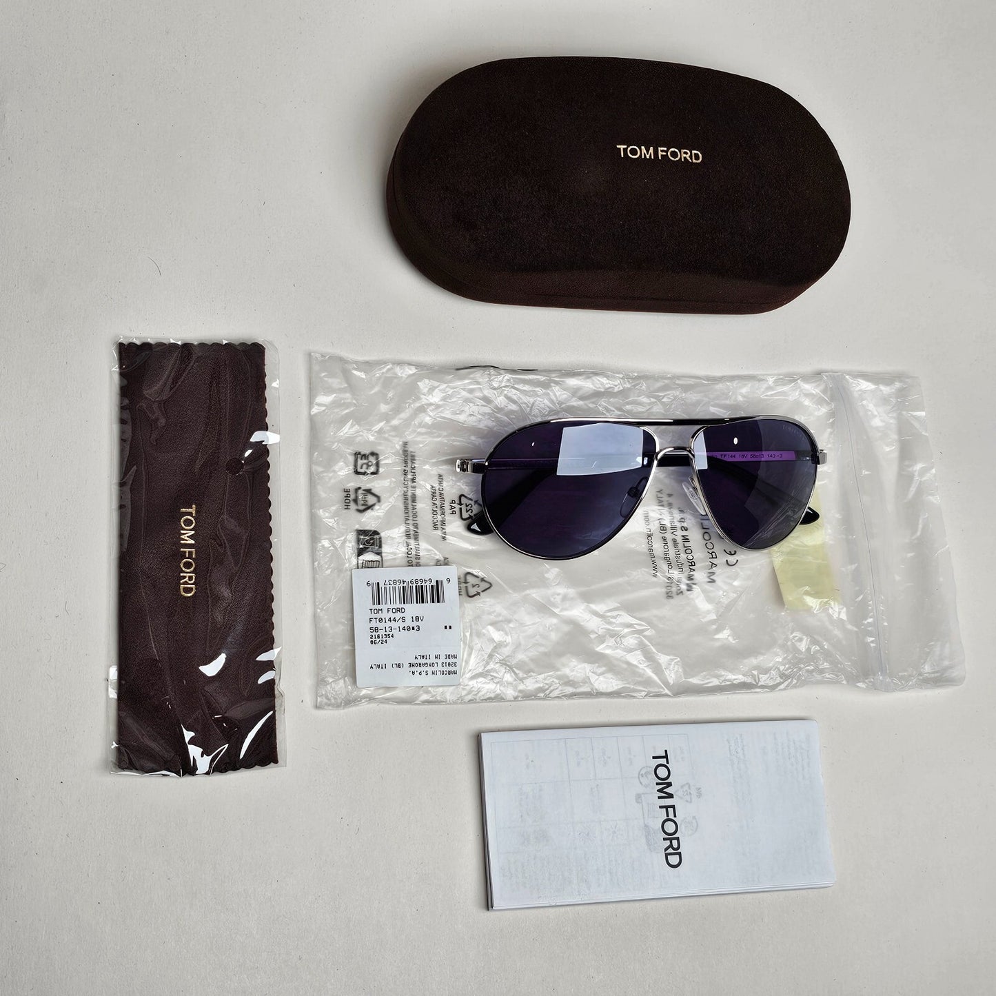 Tom Ford Sunglasses Marko Skyfall Silver Blue FT0144 TF 144 18V James Bond