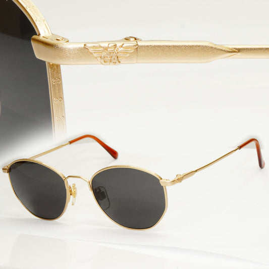 Emporio Armani Sunglasses 1997 Vintage Gold Black Metal Round 031 703 48mm C