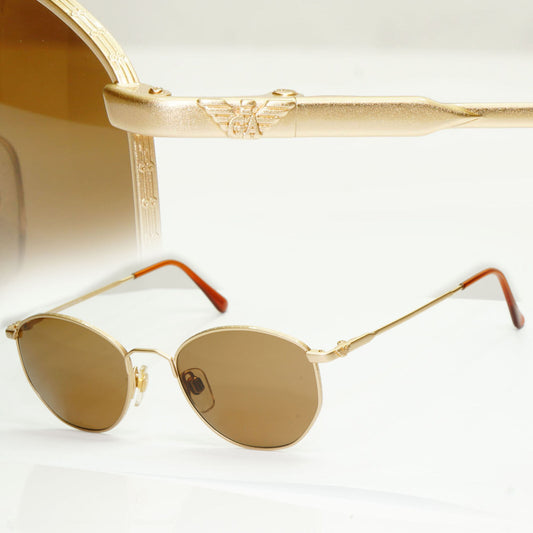 Emporio Armani Sunglasses 1997 Vintage Gold Brown Metal Round 031 703 48mm A