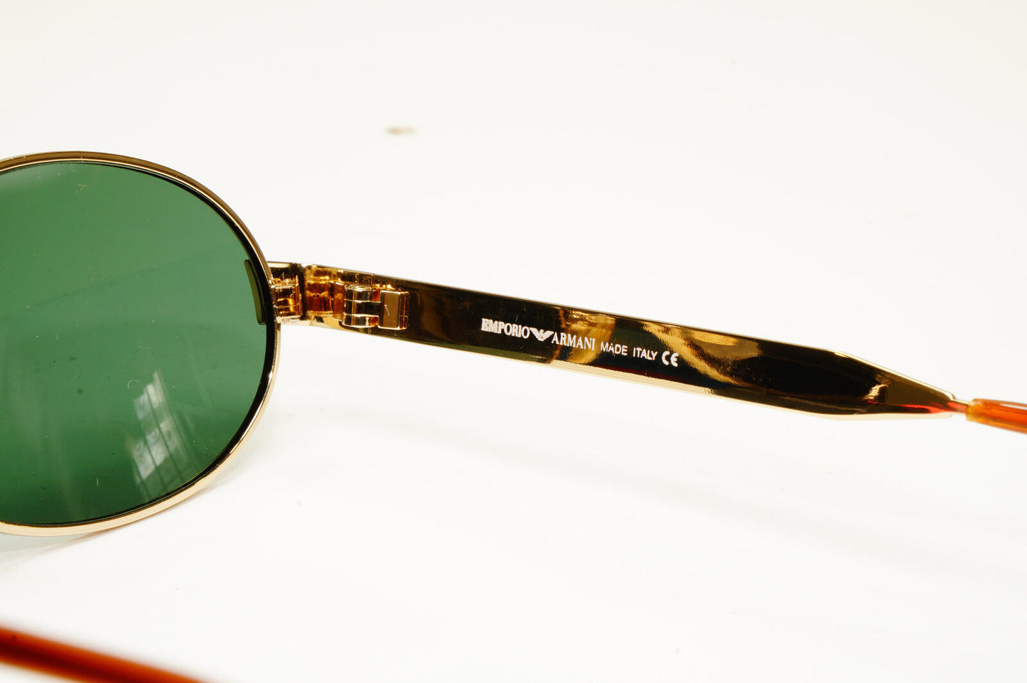 Emporio Armani 1997 Vintage Sunglasses Oval Metal Gold Green Eagle 066-S 743