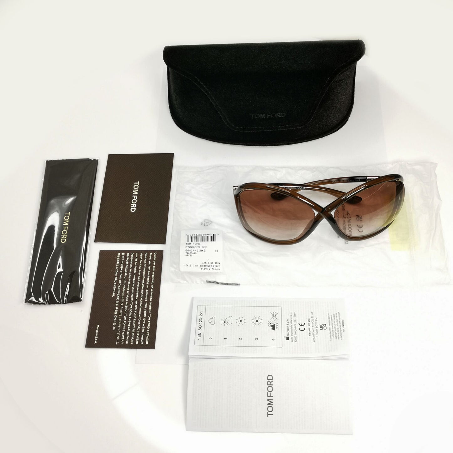 Tom Ford Whitney Sunglasses Brown Gradient Gold Large Wrap TF9 FT0009 692