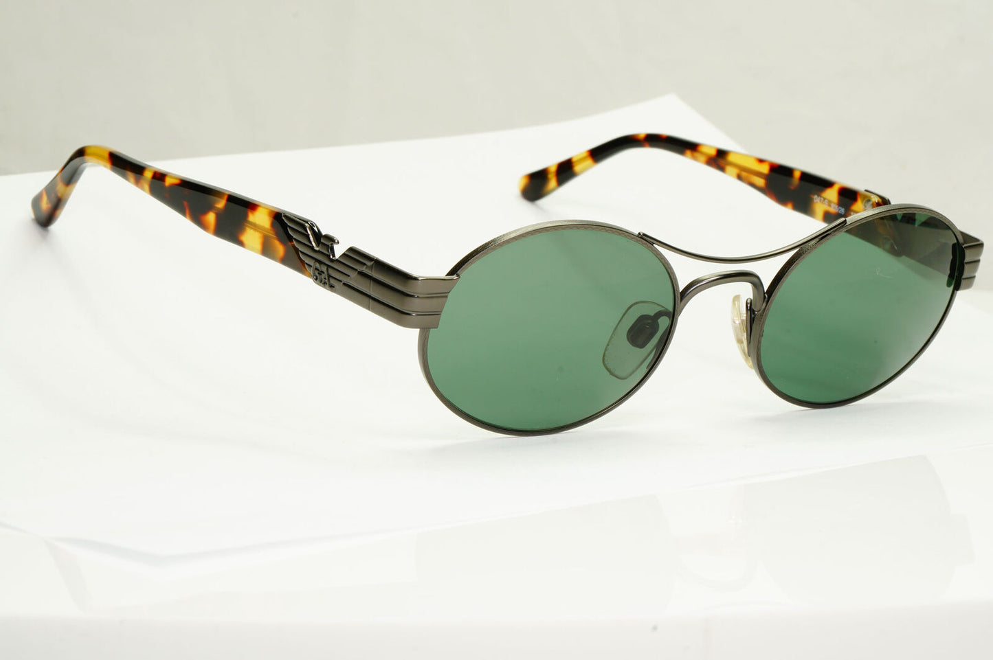 Emporio Armani Sunglasses 1997 Vintage Gunmetal Brown Green Eagle 047-S 905/26