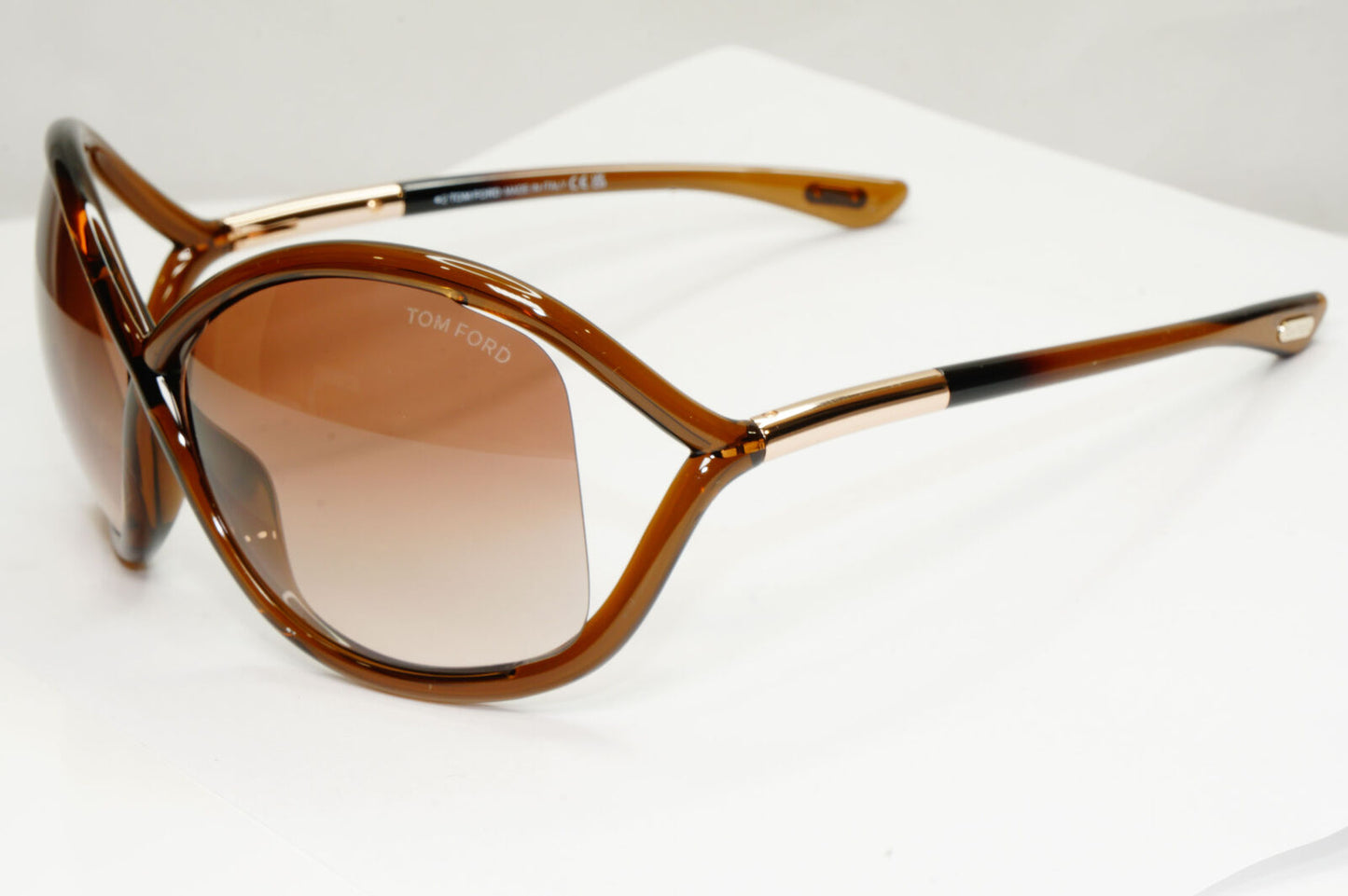 Tom Ford Whitney Sunglasses Brown Gradient Gold Large Wrap TF9 FT0009 692