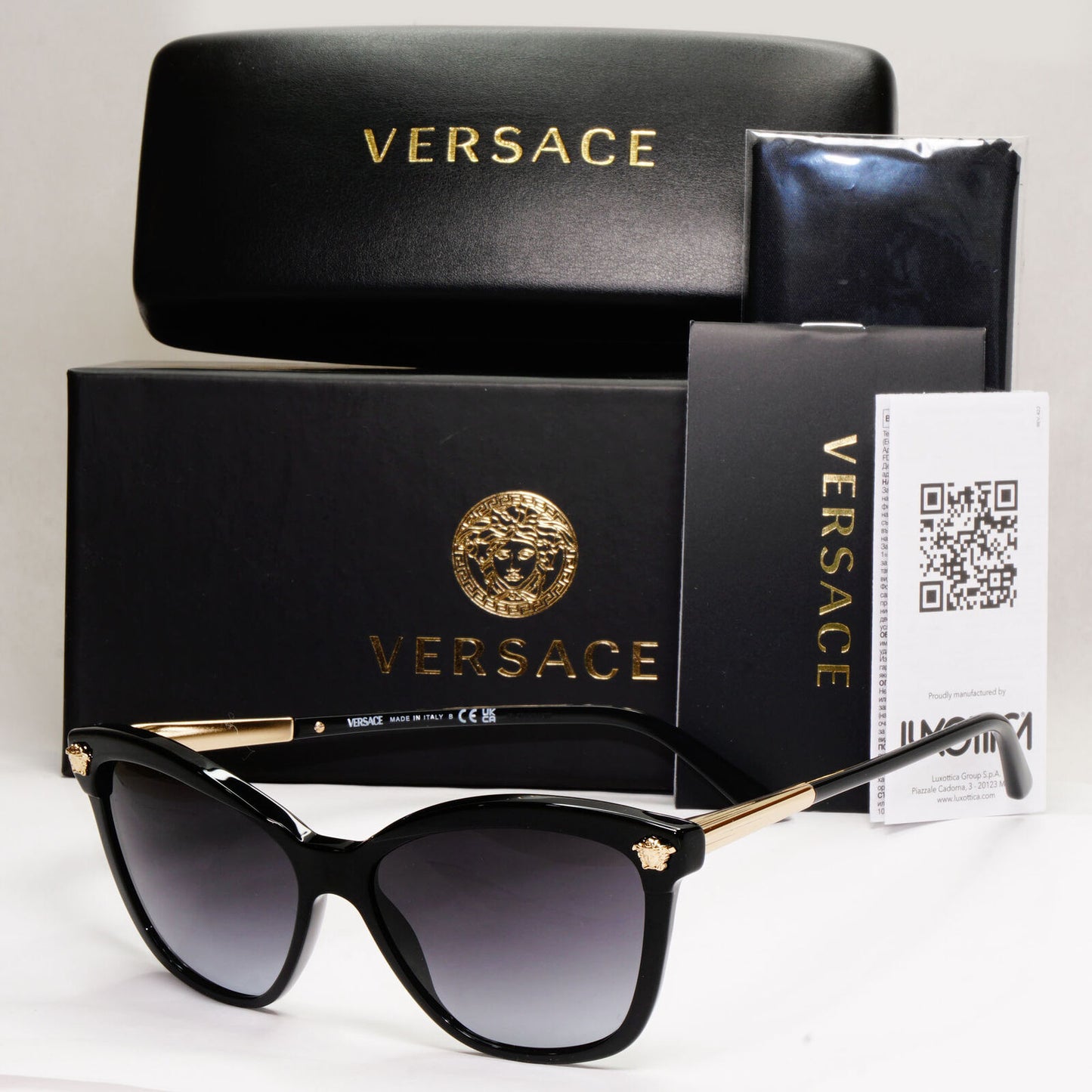 Versace Sunglasses Gold Black Gradient Smoke Medusa Square MOD VE 4313 GB1/8G