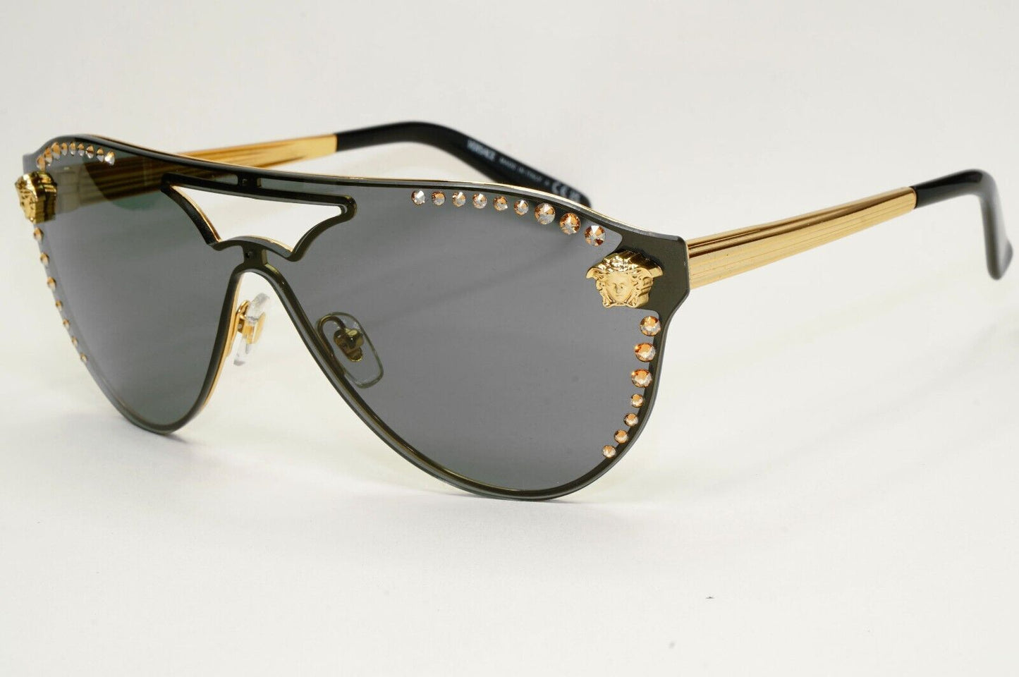Versace Sunglasses Gold Diamante Medusa Grey Unisex MOD VE 2161-B 1002/87