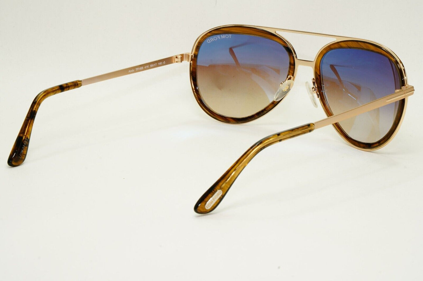 Tom Ford Sunglasses Andy Gold Brown Gradient Pilot FT0468 TF 468 41K 58mm