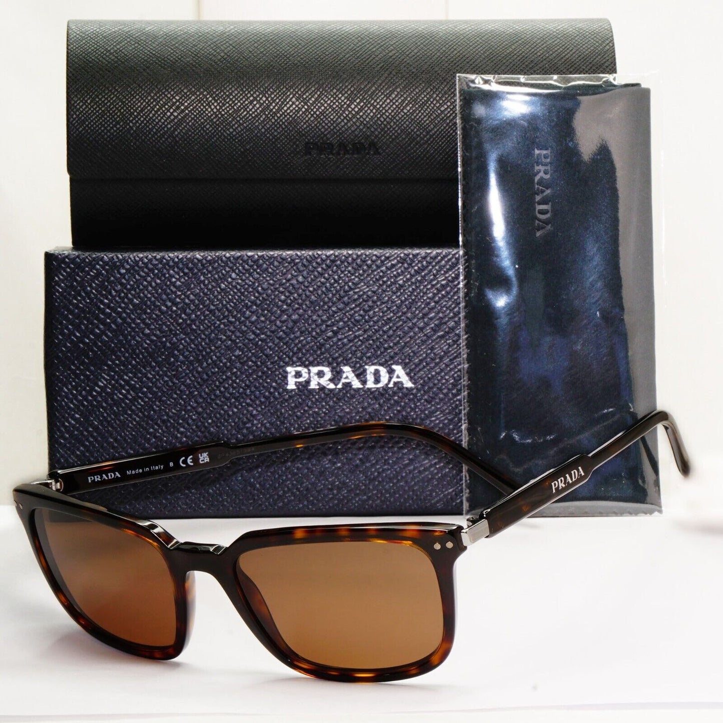 Prada Sunglasses Brown Havana Square Tortoiseshell VPR 13Y PR13YV 2AU-1O1 55mm