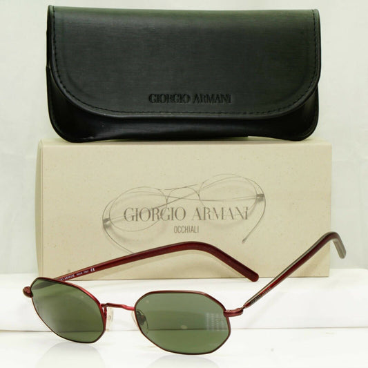 Giorgio Armani 1997 Vintage Sunglasses Burgundy Octagon Glass Lens 664 1052