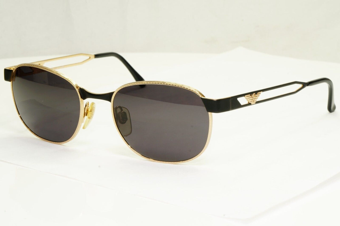 Emporio Armani 1997 Vintage Sunglasses Gold Black Metal Unisex Eagle 051-S 771