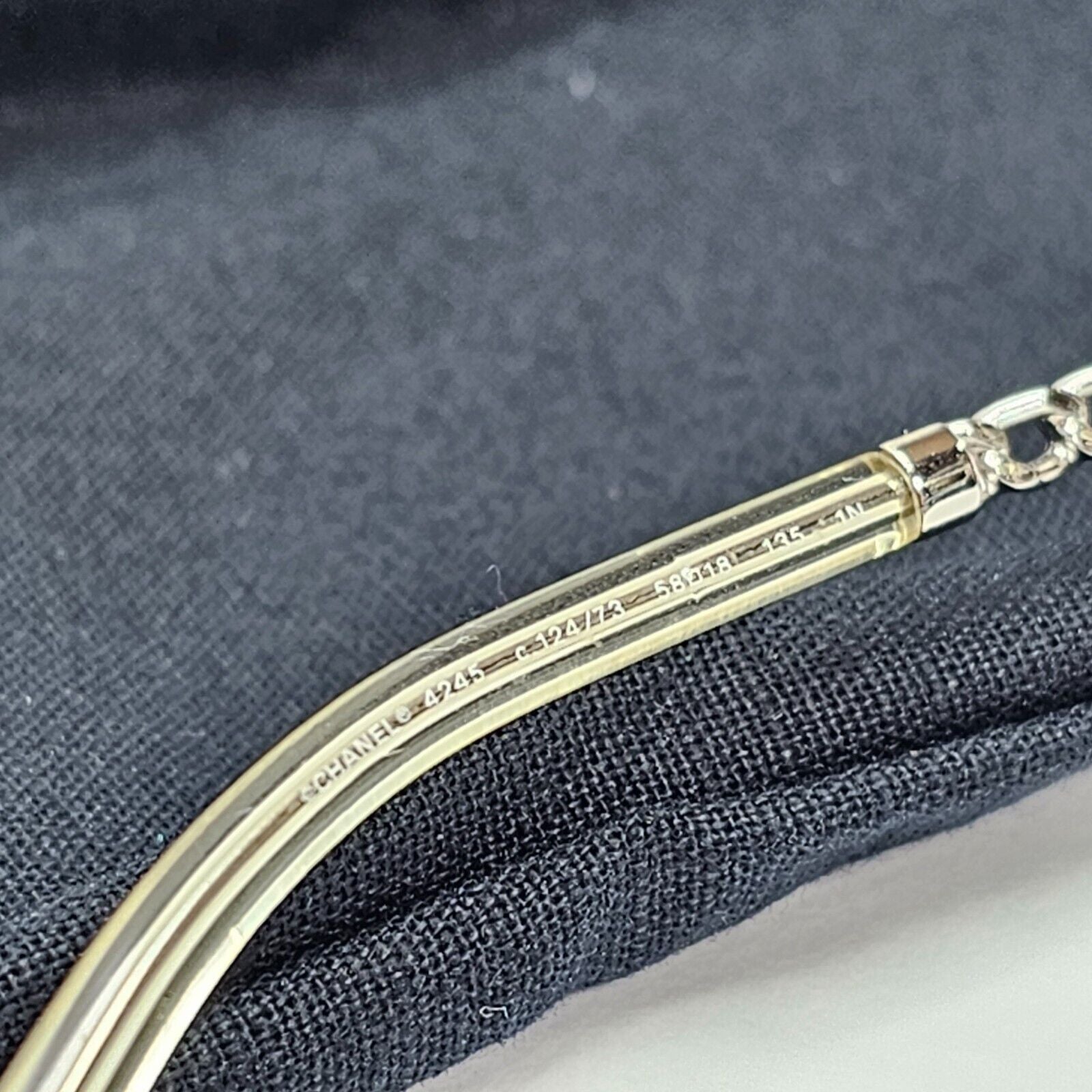 Chanel Sunglasses Chain Round Silver Brown Amber Pale Orange 4245 C124/73 041223