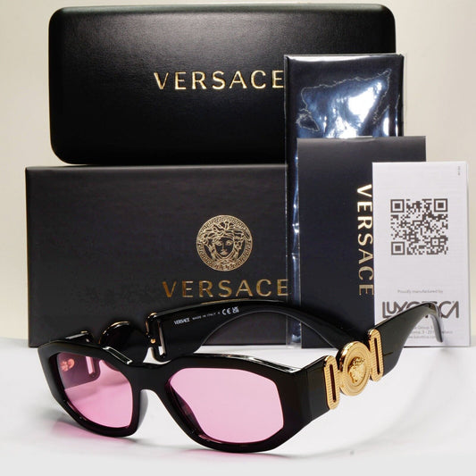 Versace Sunglasses Black Gold Pink Gold Medusa Biggie MOD VE 4361 GB1/84 53mm