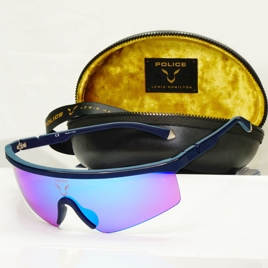 Police Lewis Hamilton F1 Sunglasses Blue Mirror Shield Visor SPL A28 COL 6C9B
