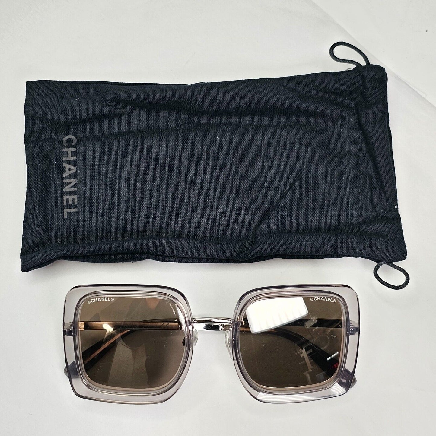 Chanel Sunglasses Silver Mirror Grey Transparent Square 4240 C.906/T7 041223