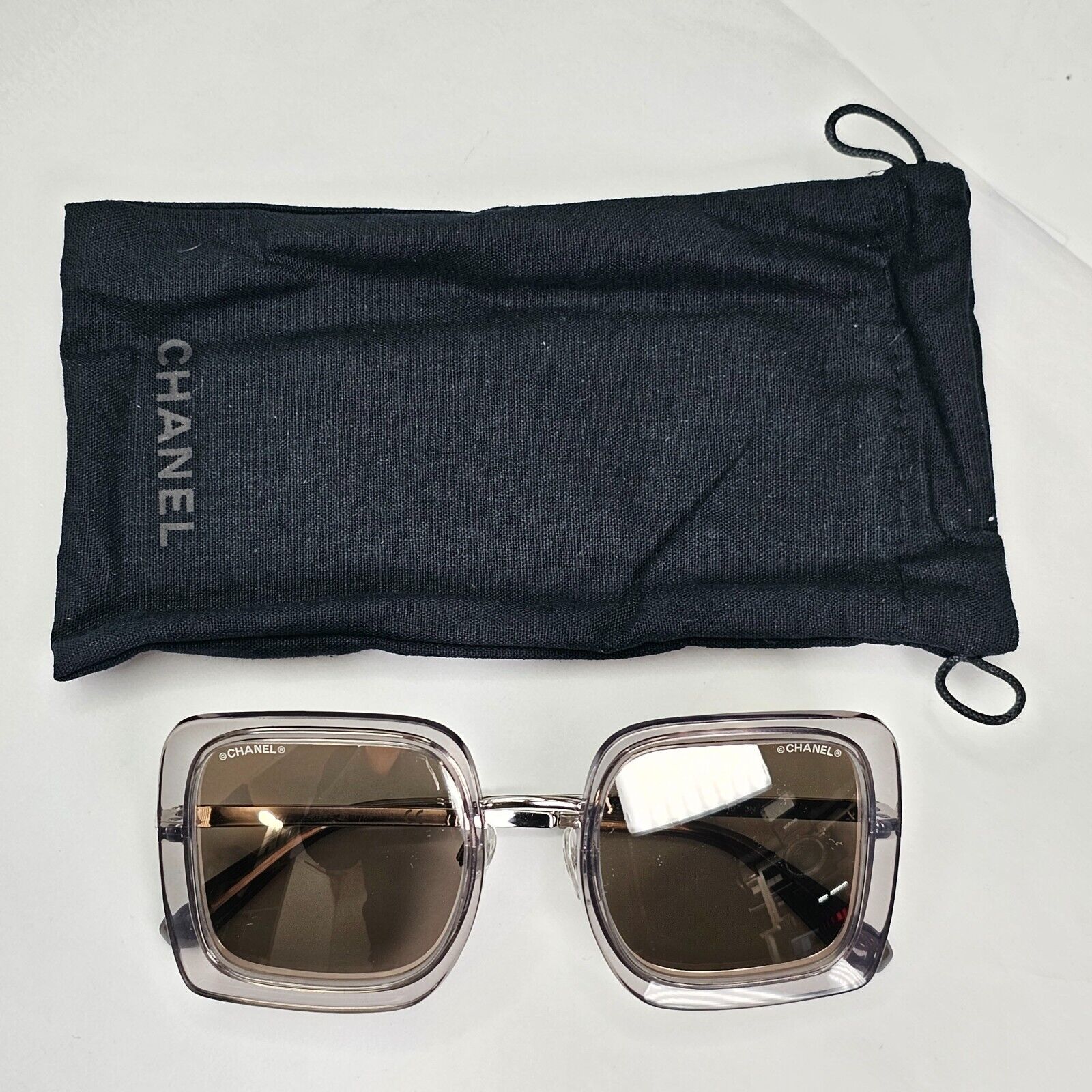 Chanel Sunglasses Silver Mirror Grey Transparent Square 4240 C.906/T7 041223