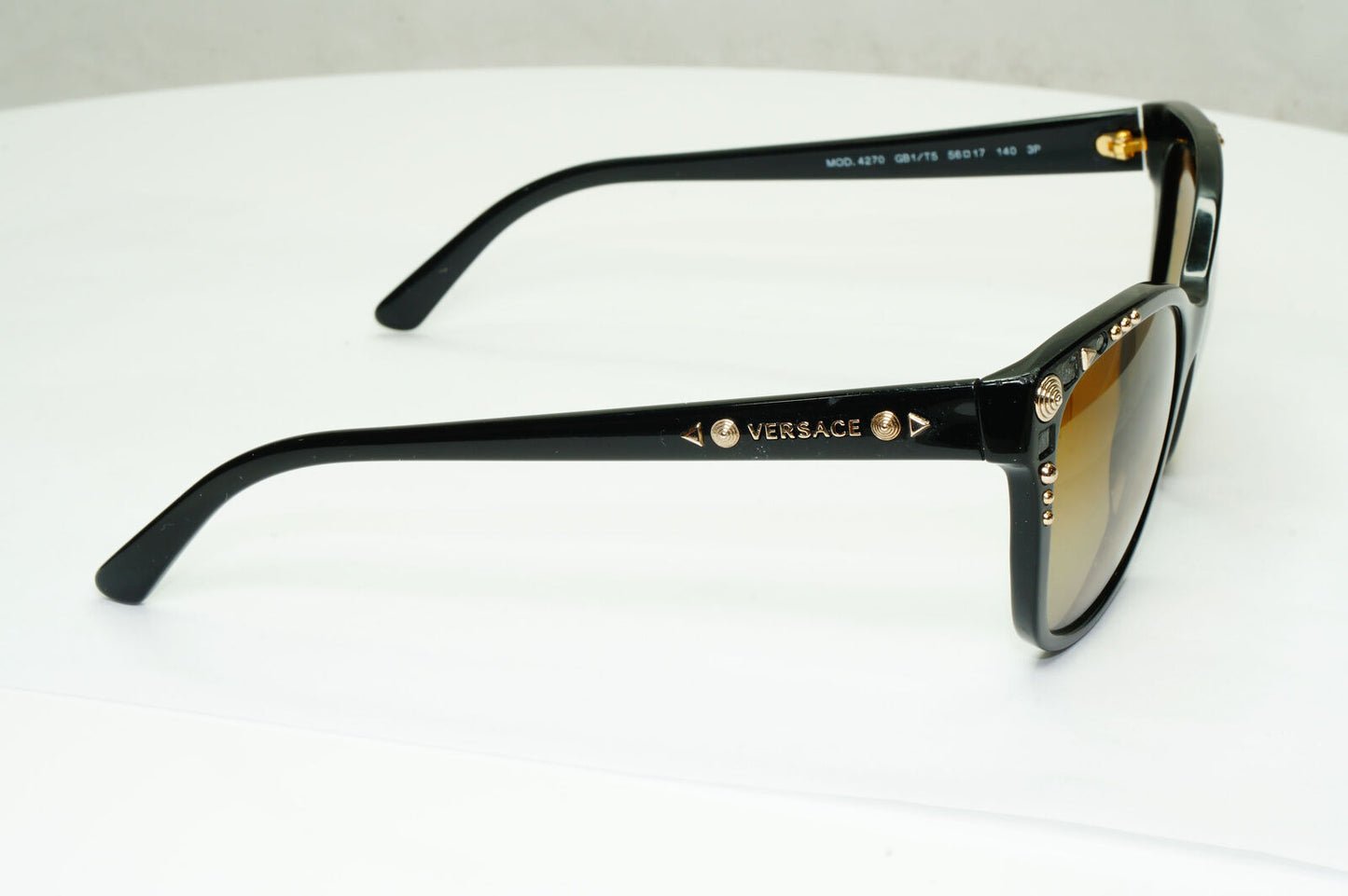Versace 2013 Sunglasses Polarized Black Brown Gold Studs MOD 4270 GB1/T5 180323