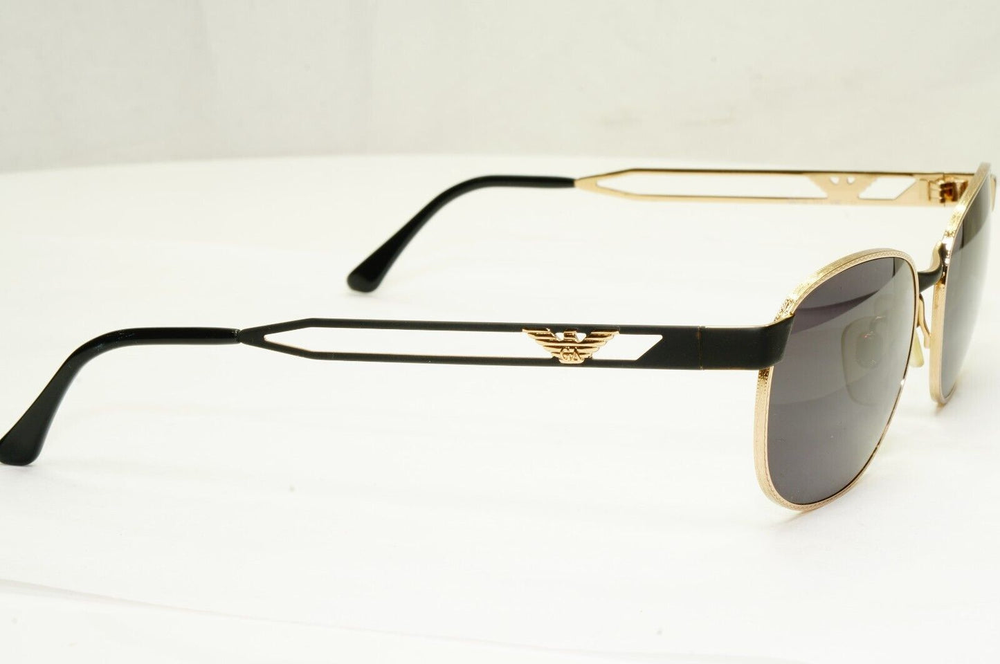 Emporio Armani 1997 Vintage Sunglasses Gold Black Metal Unisex Eagle 051-S 771