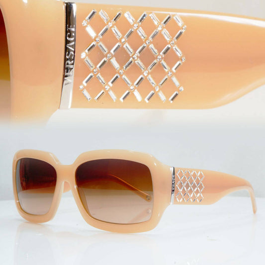 Versace Nude Beige Rhinestone Sunglasses Diamante Vintage MOD 4147 329/13 28499