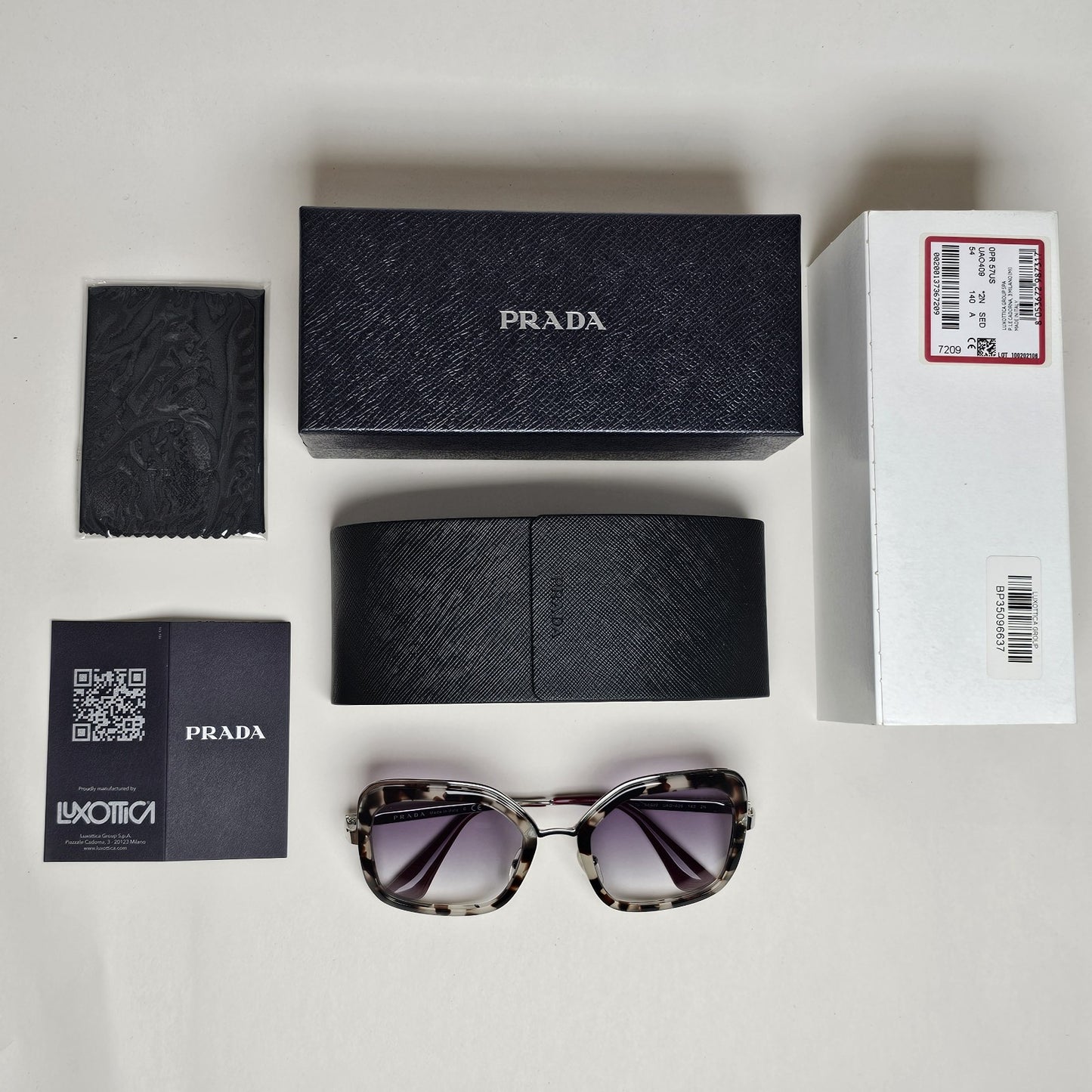 Prada Sunglasses Silver Brown Tortoise Grey Pale Violet PR57US SPR 57U UAO-409