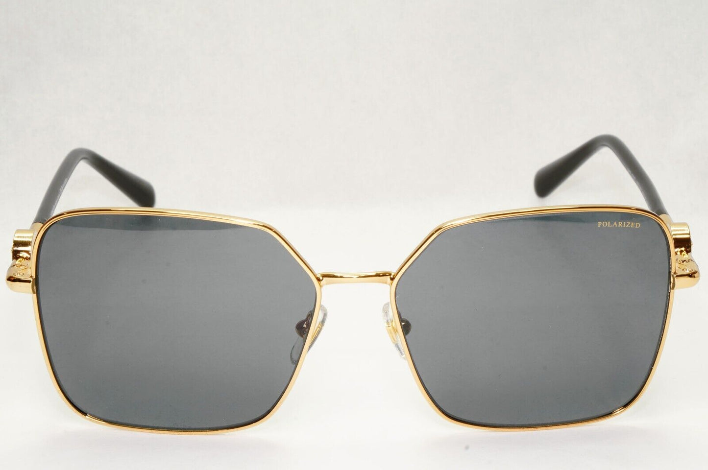 Versace Sunglasses Black Polarized Gold Square Medusa MOD VE 2227 1002/81