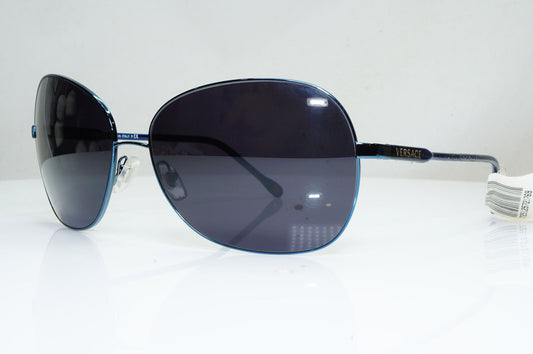 Versace Womens Vintage Blue Black Metal Sunglasses Square 2124 1307/5F 29267