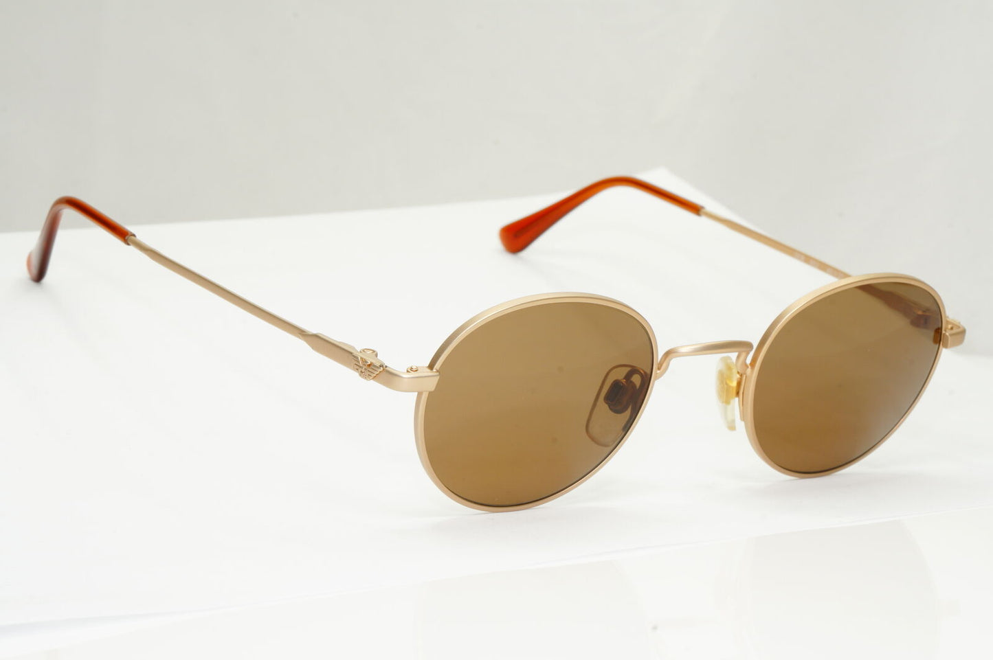 Emporio Armani Sunglasses 1997 Vintage Round Small Gold Brown Eagle 008-S 852