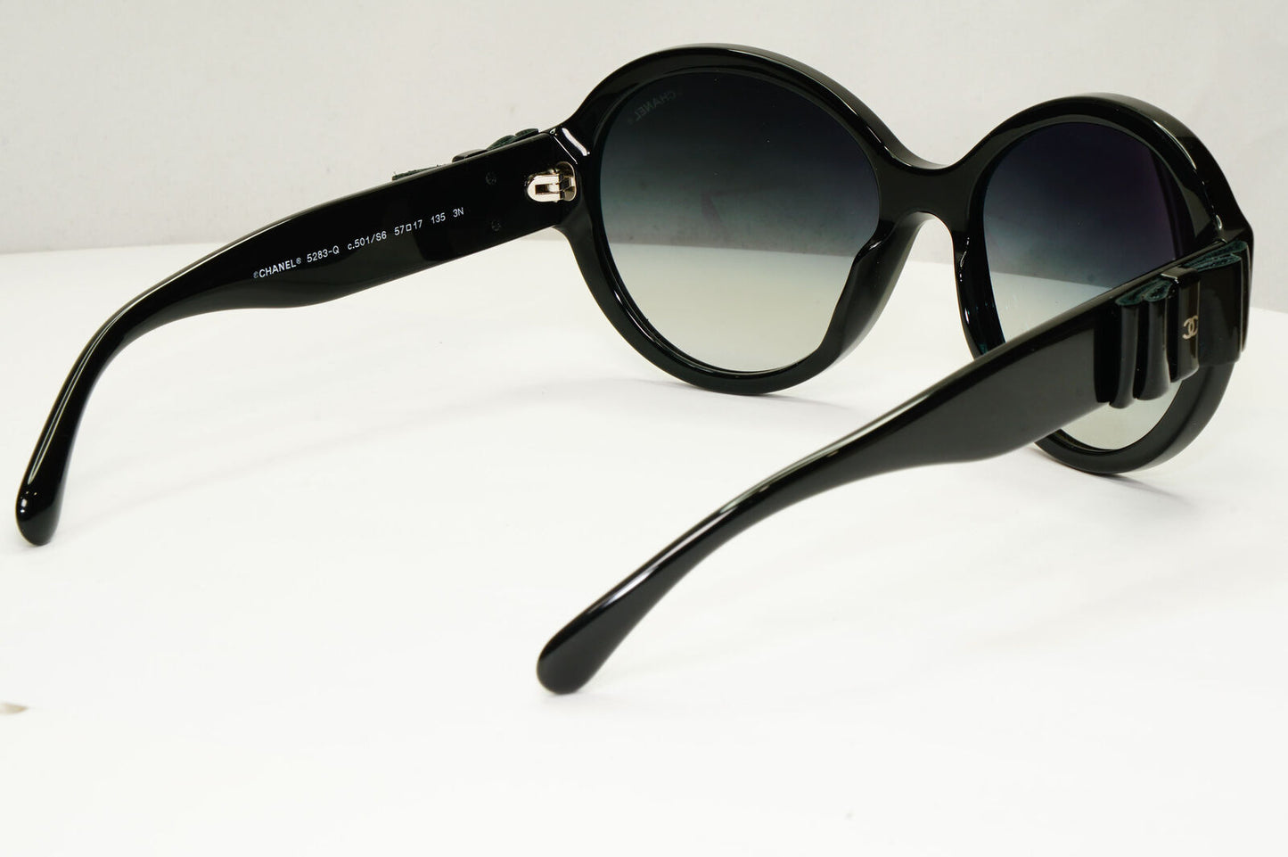 Chanel 2013 Sunglasses Leather Bow Black Square Gradient 5283-Q c.501/S6 221122