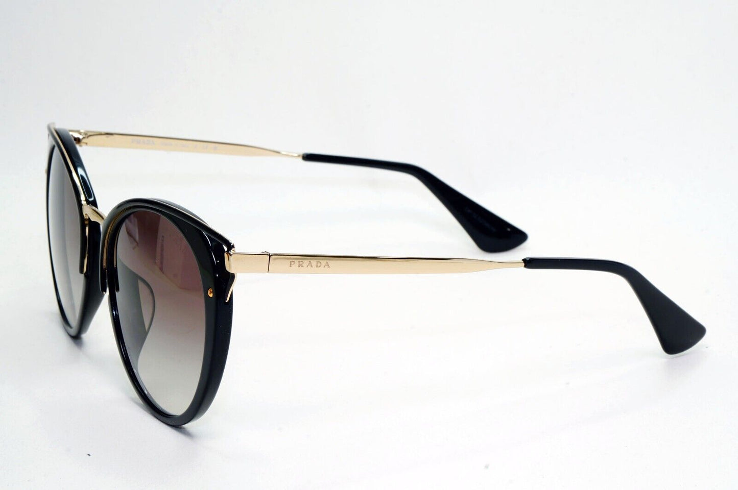 Prada Sunglasses Black Gold Grey Gradient Round PR66TS SPR 66T 1AB-0A7 210924