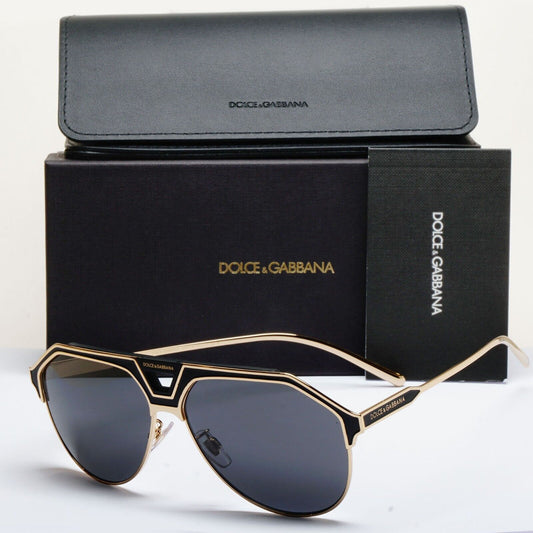 Dolce & Gabbana Sunglasses Pilot Gold Black Metal Navigator DG 2257 1334/87
