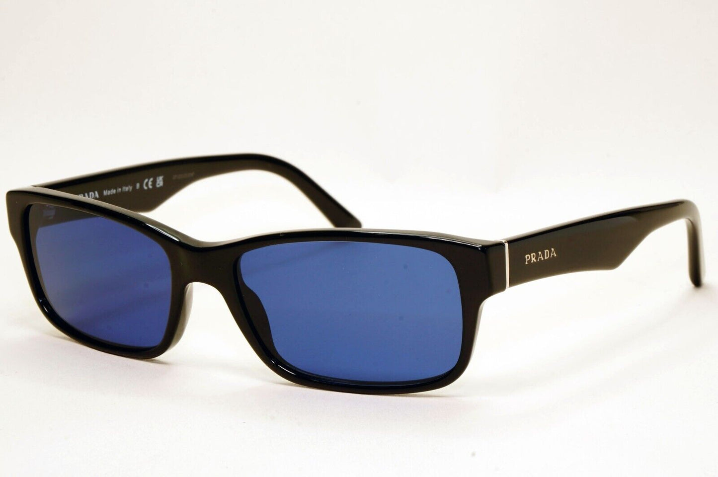 Prada Sunglasses Black Blue Glossy Rectangle Square PR16MV VPR 16M 1AB-1O1 53mm