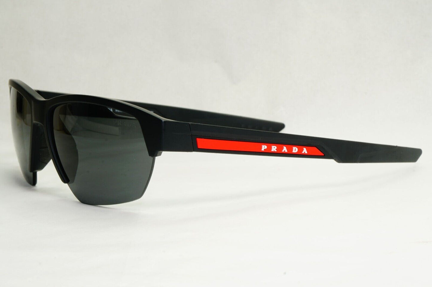 Prada Sunglasses Black Matte Wrap Grey Lens Vents PS03YS SPS 03Y 1BO-06F 64mm