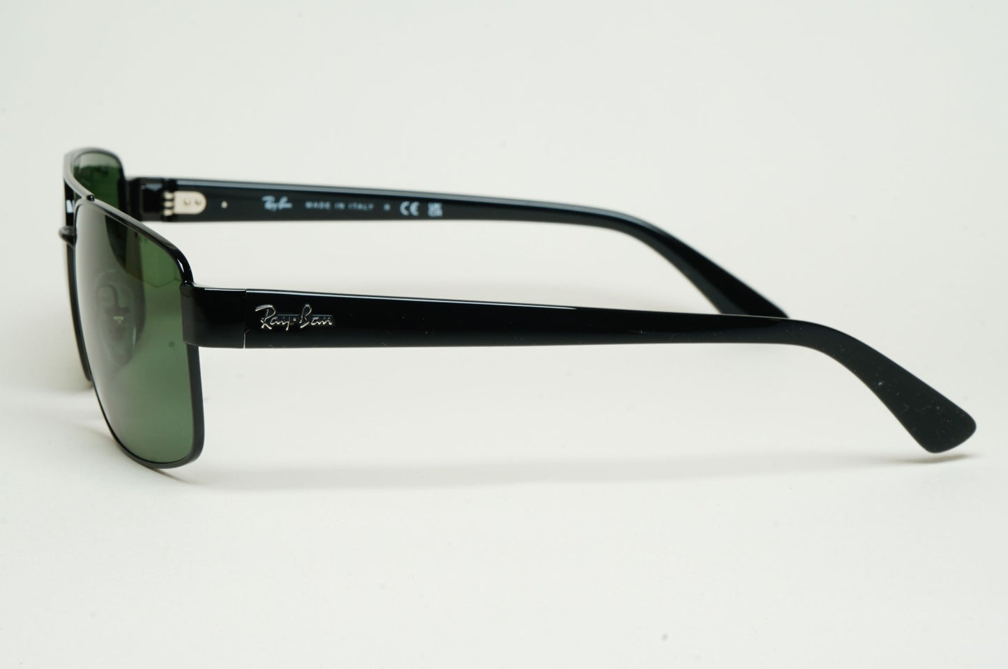 Ray-Ban Sunglasses Black Green Square Pilot Navigator RB 3687 002/31 61mm