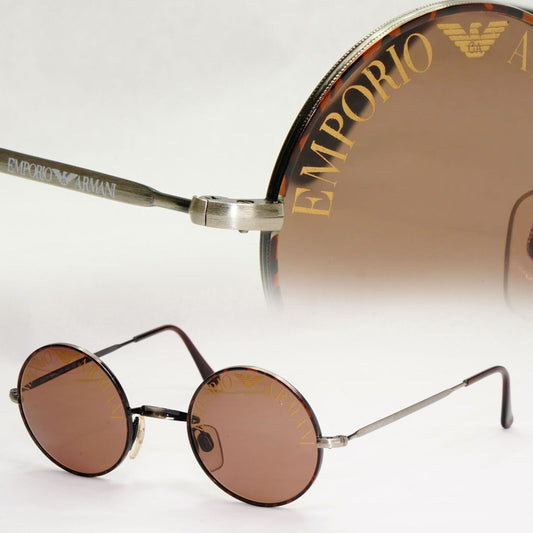 Emporio Armani 1997 Vintage Sunglasses Round Lens Print Brown 025-S 847 130124