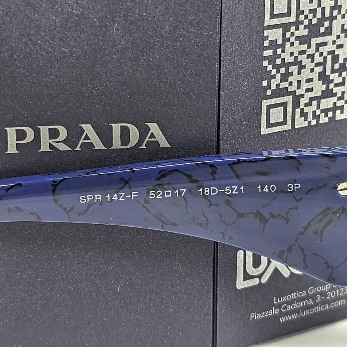 Prada Sunglasses Polarised Blue Marble Triangle Square PR14ZSF SPR 14Z-F 18D-5Z1