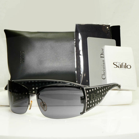 Dior Quadrille Black Large Sunglasses Womens Square Black Mesh Grey F QHOAP